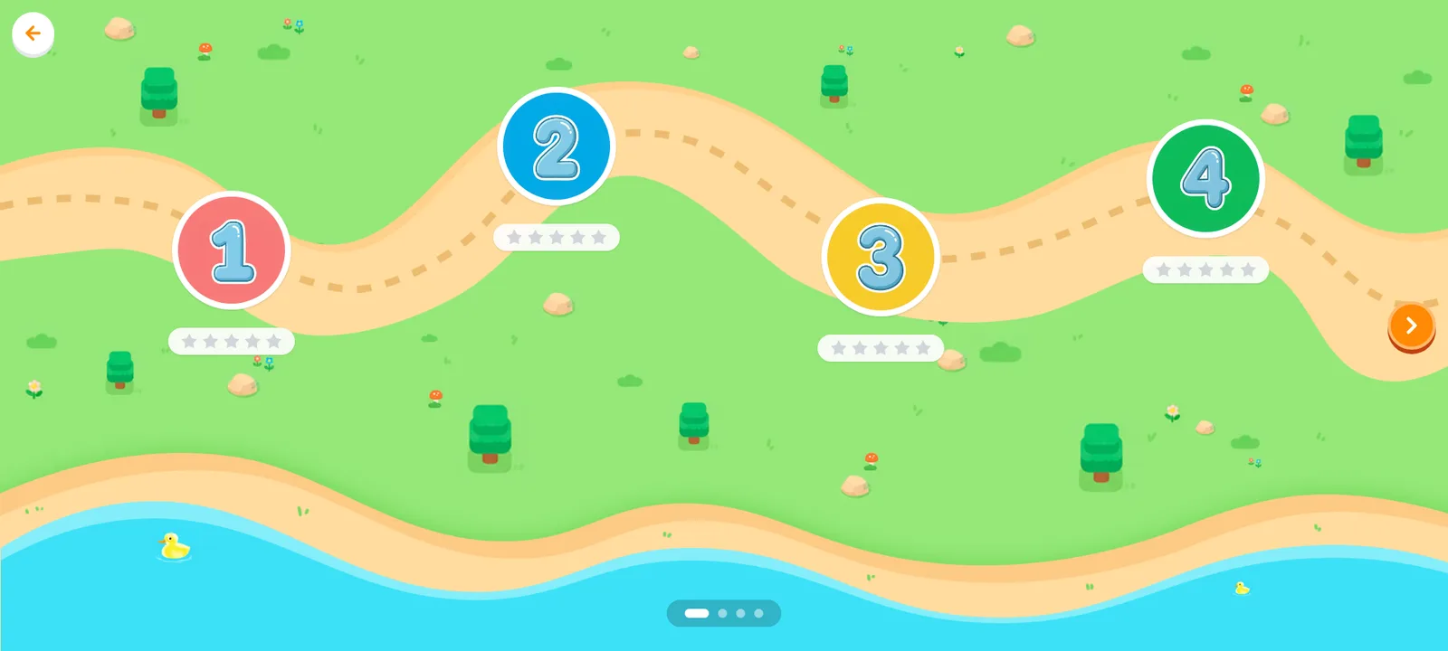 Juego De qué sonidos estoy hecho: Un camino con niveles. Cada uno se abre cuando se gana el anterior.